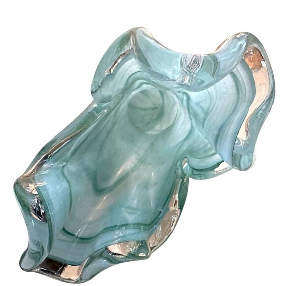 Murano Glass Vase – Clear & Turquoise Hand-Blown Art Glass – Crafted in Italy - Picture 10 of 15